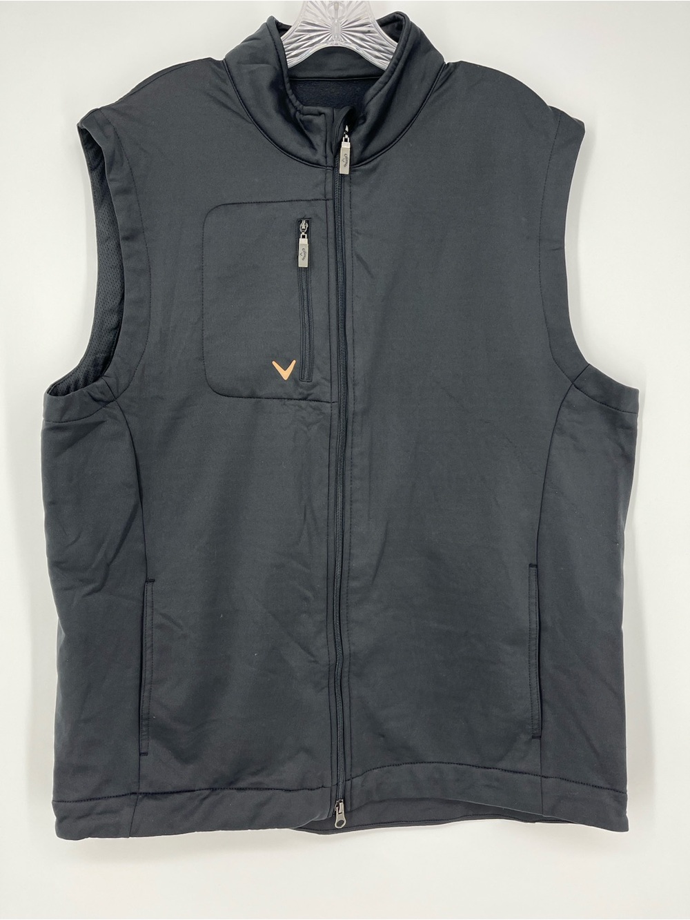 Men's Callaway Black Vest Full Zip Softshell Fleece Lined Size XL Pockets Golf